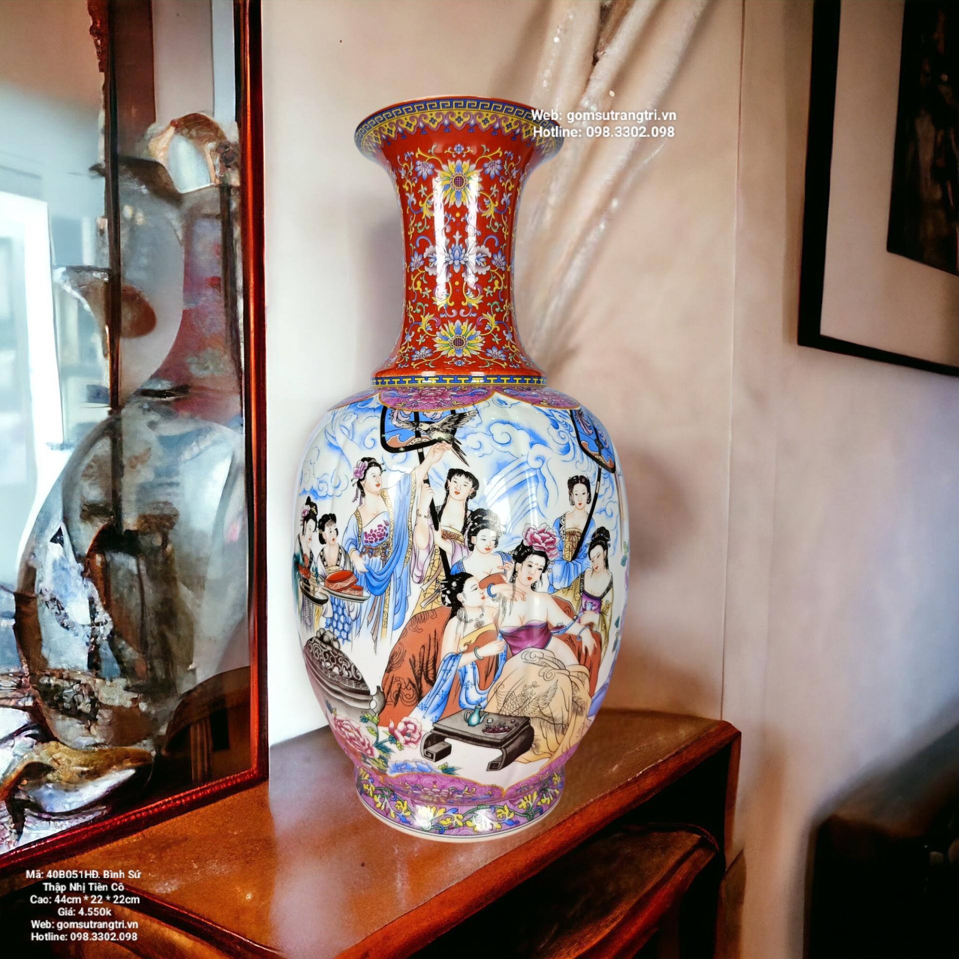 BÌNH SỨ THẬP NHỊ TIÊN CÔ – Một sản phẩm đẹp xuất sắc của nhà Gốm Sứ Trang Trí